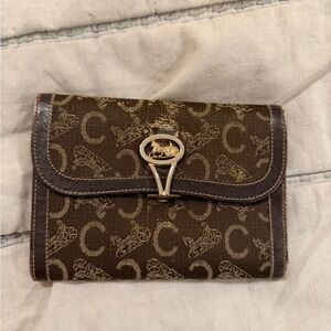 Celine Brown and Gold Monogram Wallet